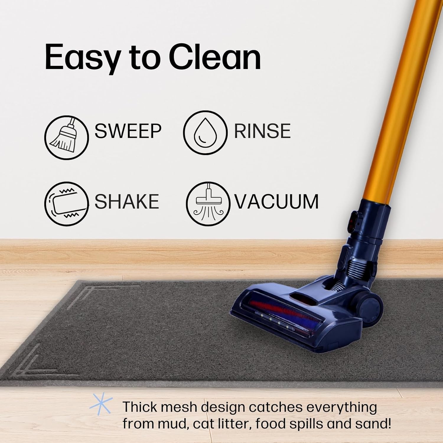 Long Litter Mat Runner 2'x6' - Trap Dirt, Mud and Cat Litter - Premium Waterproof PVC Mesh, Non Slip Rubber Runner for Pets, Entry, Mudroom, Garage, Laundry, RV, Camper - Litter Mat XL (Grey Modern)