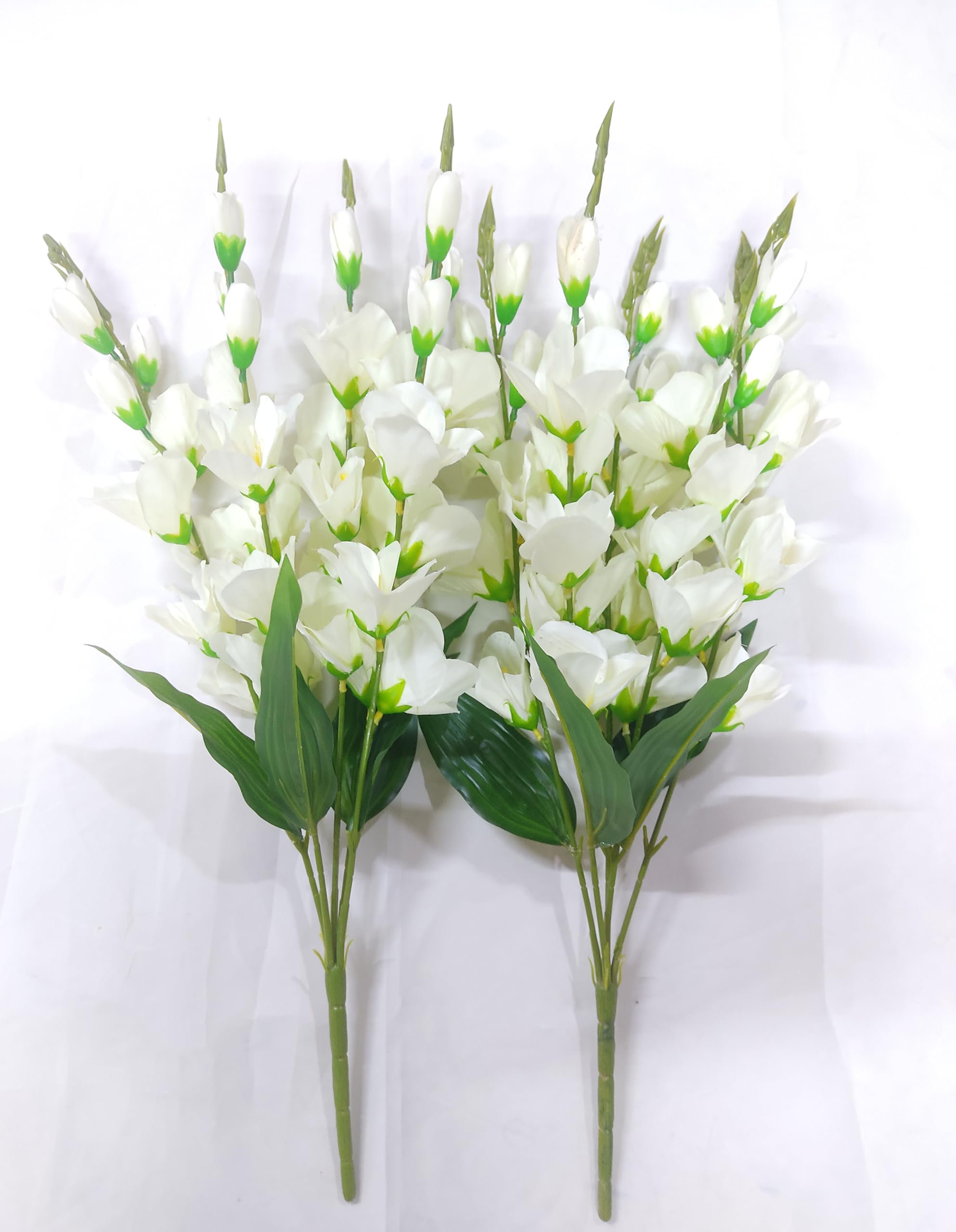 SAF Artificial Gladiolus Flower Bunch (60cm Long, White) Long Artificial Flower Bunch Pack of 2-image-28
