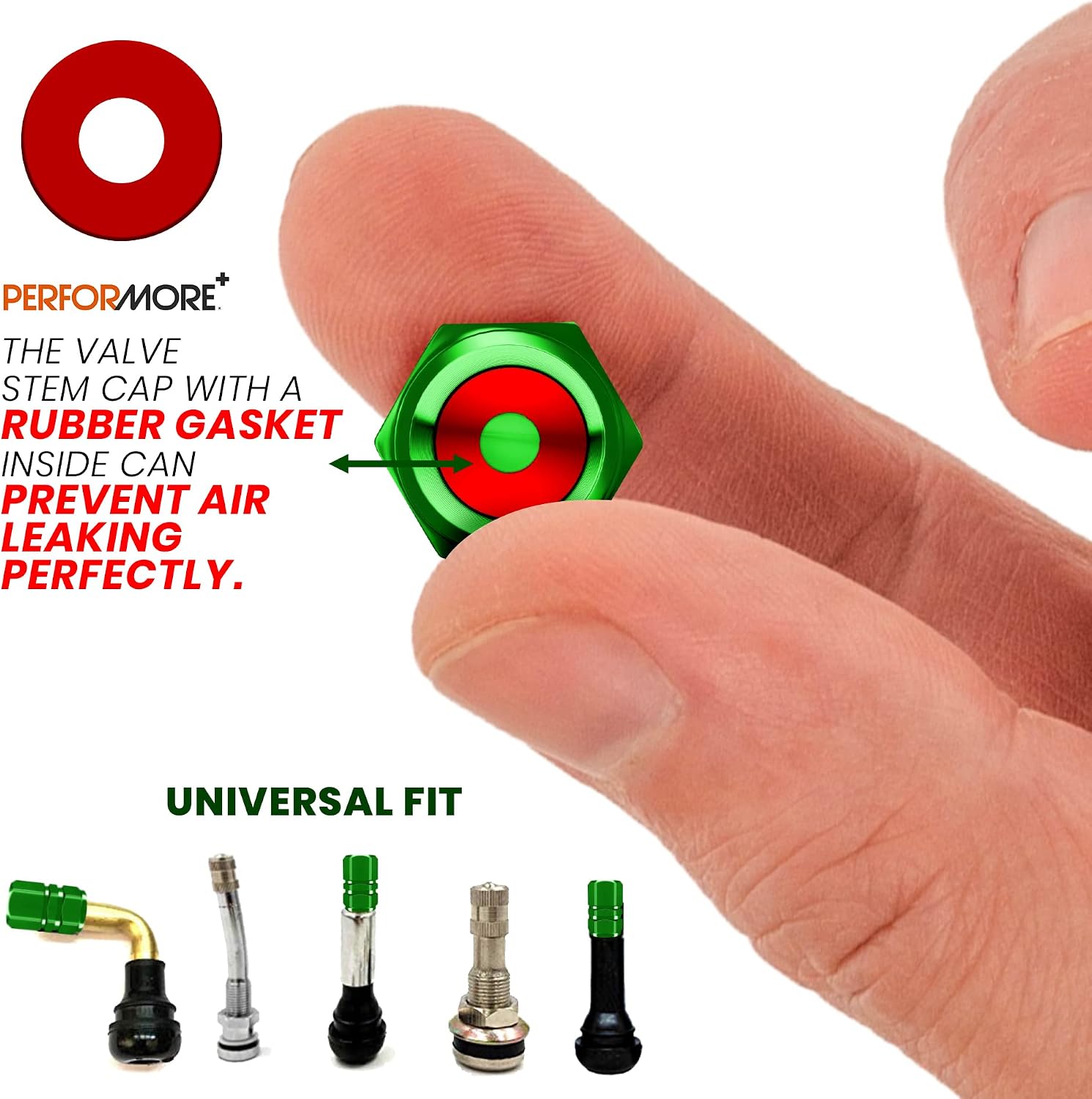 Performore 12 PCS Car Tire Valve Stem Caps Heavy-Duty Stem Covers, Aluminum Tire Valve Cap Set, Universal Schrader Valve Caps for Cars, SUVs, Bikes, Bicycles, and Motorcycles (Green)