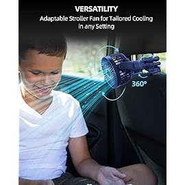 buywoo Portable Stroller Mini Fan, Small Rechargeable Personal Cooler w/ 360 Rotation, 3-Speed, Battery Powered Stroller Accessories, Baby Essentials for Car Seat, Crib, Bike, Treadmill, Denim