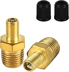 2pcs Brass Air Inflator Adapter, 1/4" NPT (M) to Standard Valve for Schrader (M) Tire Inflator Connector for Auto Tyre Valve Adapter for Presta Air Compressor Portable Air Hose Air Chuck