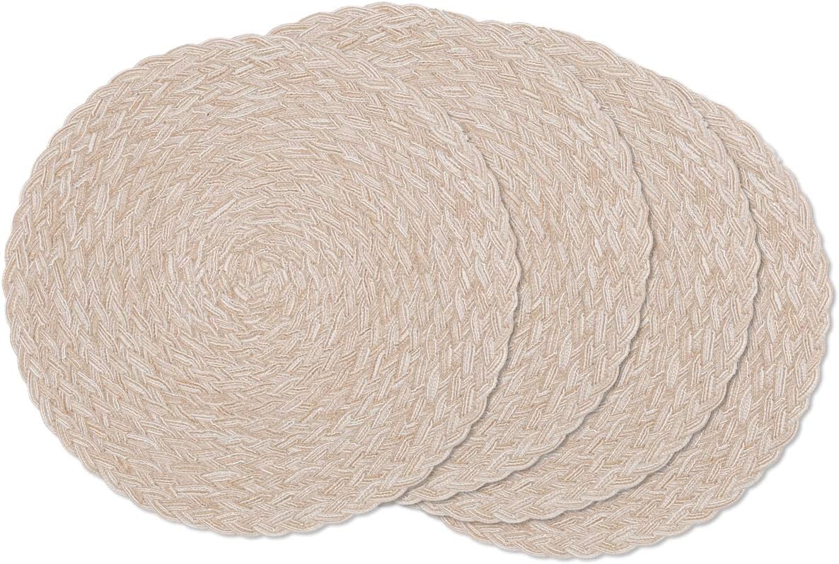 SHACOS Round Braided Placemats 15 inch Set of 4 Thick