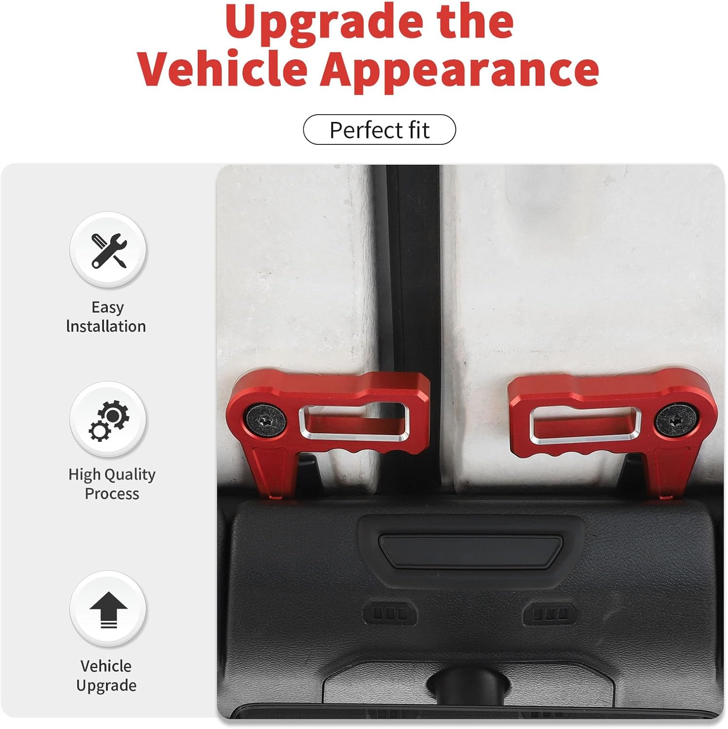 Aluminum Freedom Panel Latch Fit for 2018-2025 Jeep Wrangler JL JLU & Gladiator JT, Hardtop Roof Removal Switch Handle Cover(Red)