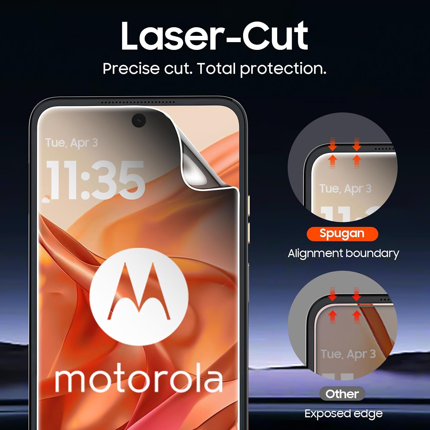 Spugan for Motorola Razr 2026/ 2025/ 2024 Screen Protectors, 2 Pcs Inner Screen TPU Protective Film [Installation Kit] +2 Pcs Outer Screen Tempered Film, Durable, Scratch Resistant, Bubble Free, Newbie Friendly,Privacy Screen Protector