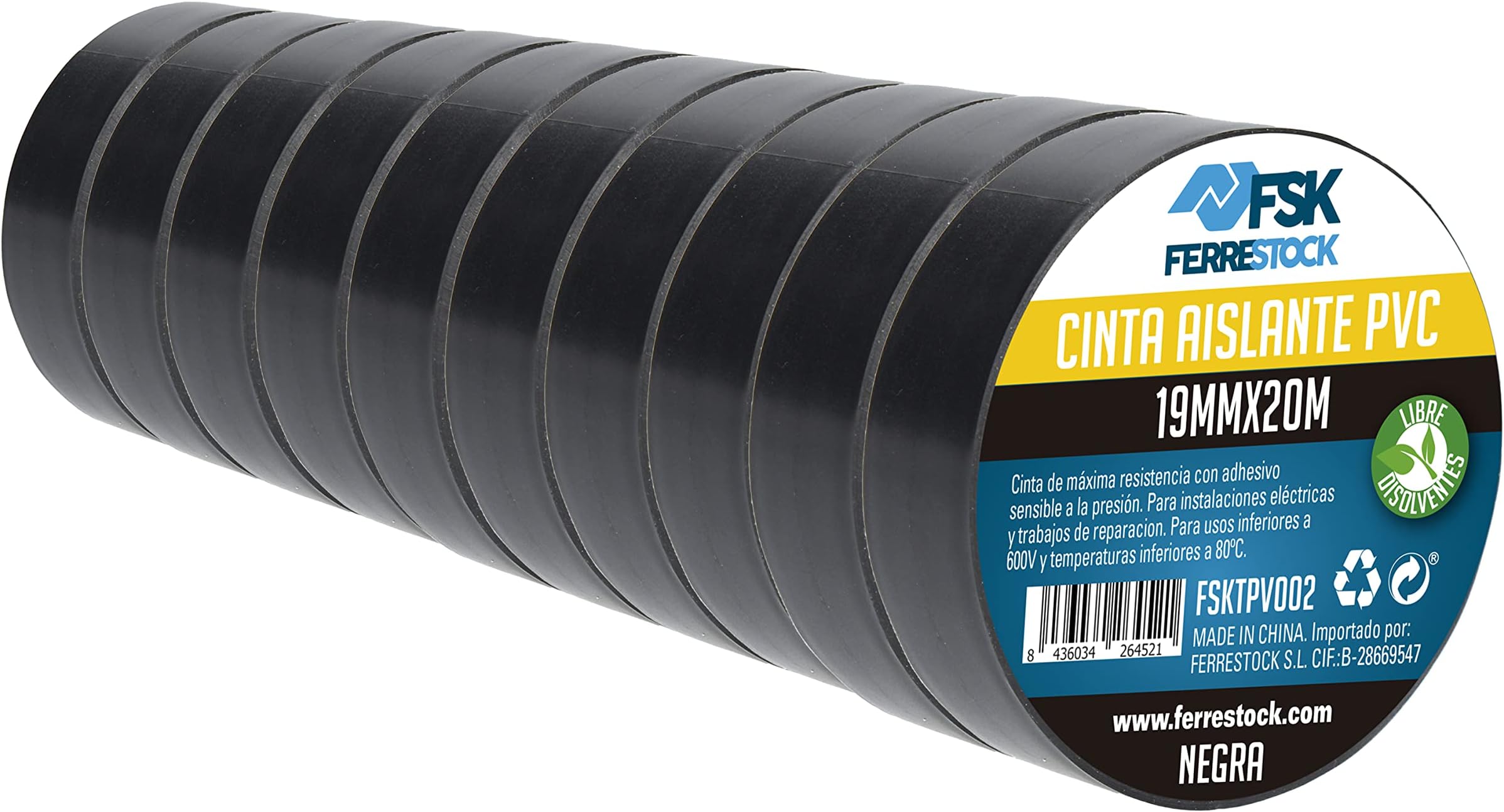 ferrestock fsktpv002 Insulation Tape Black 19 mm x 20 m, (10 unit)