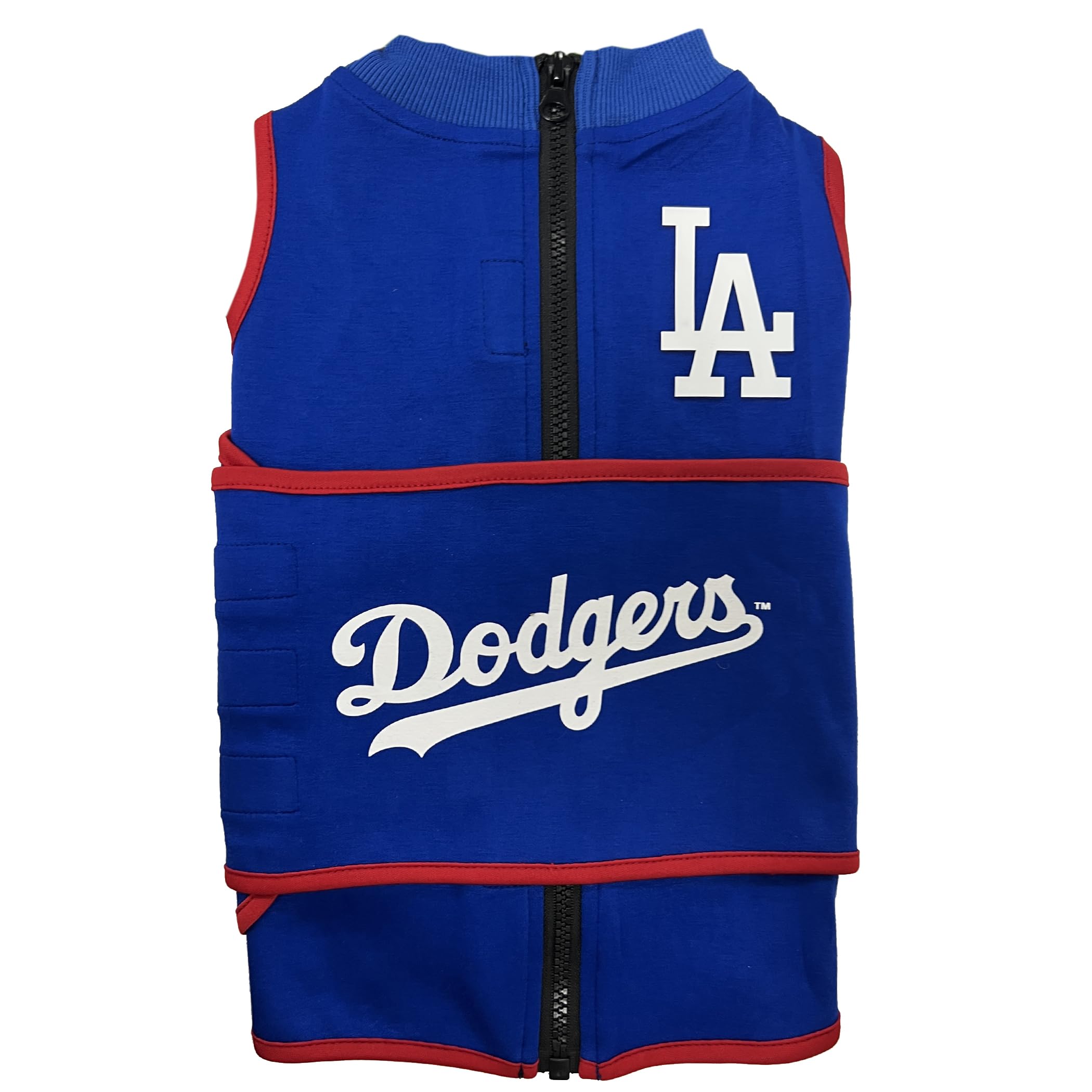 MLB Los Angeles Dodgers - Chaleco calmante para la ansiedad para perros y gatos con ansiedad, miedos, fuegos artificiales, ruidos fuertes, oscuro, solitario, mantiene a los perros tranquilos y seguros