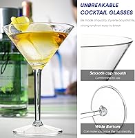 Vista 3 de Vasos de Martini de plástico de 10 onzas, irrompibles, reutilizables, desechables, vasos de cóctel de postre, vasos de cóctel para aperitivo