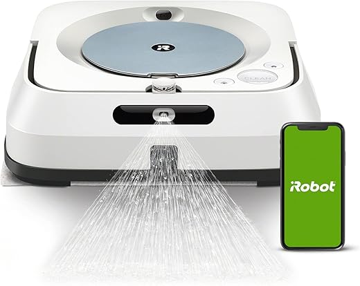 Irobot Braava M6 (M6134) Robotstofwisser met Wifi, Precisie-Sproeistraal En Geavanceerde Navigatie, Nat en Droog Dweilen Via App-Bediening, Wit/Blauw