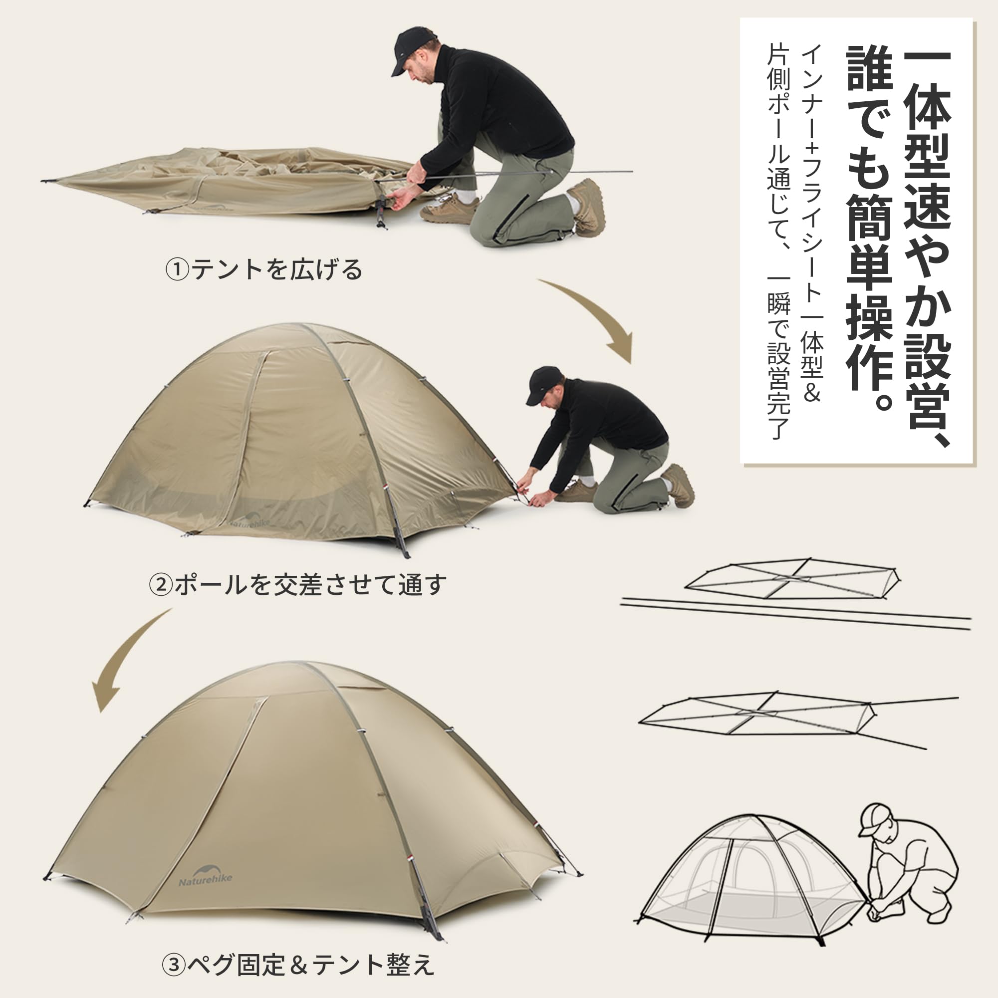 Amazon.co.jp: Naturehike公式ショップ 超軽量山岳テント ドームテント