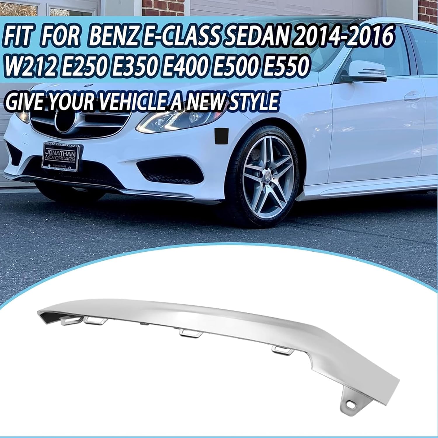 Front Bumper Trim Molding For Mercedes Benz E-Class W212 E250 E350 E400 E500 E550 2014 2015 2016 Left Side Chrome Trim A2128852774 (Left Side)