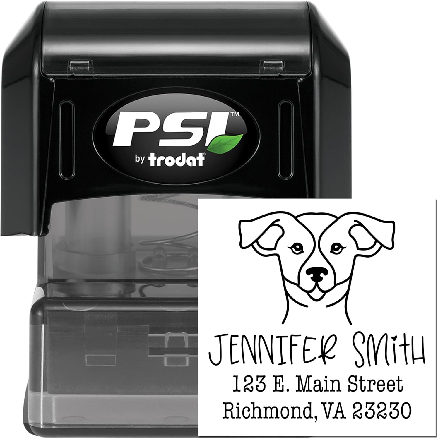 Russell PSI Professional Self-Inking Address Stamp for Business Flyers & Marketing Materials, Modern Square Design 1-5/8, Custom Return Address Stamper for Newlyweds, Small Business Mailing Labels