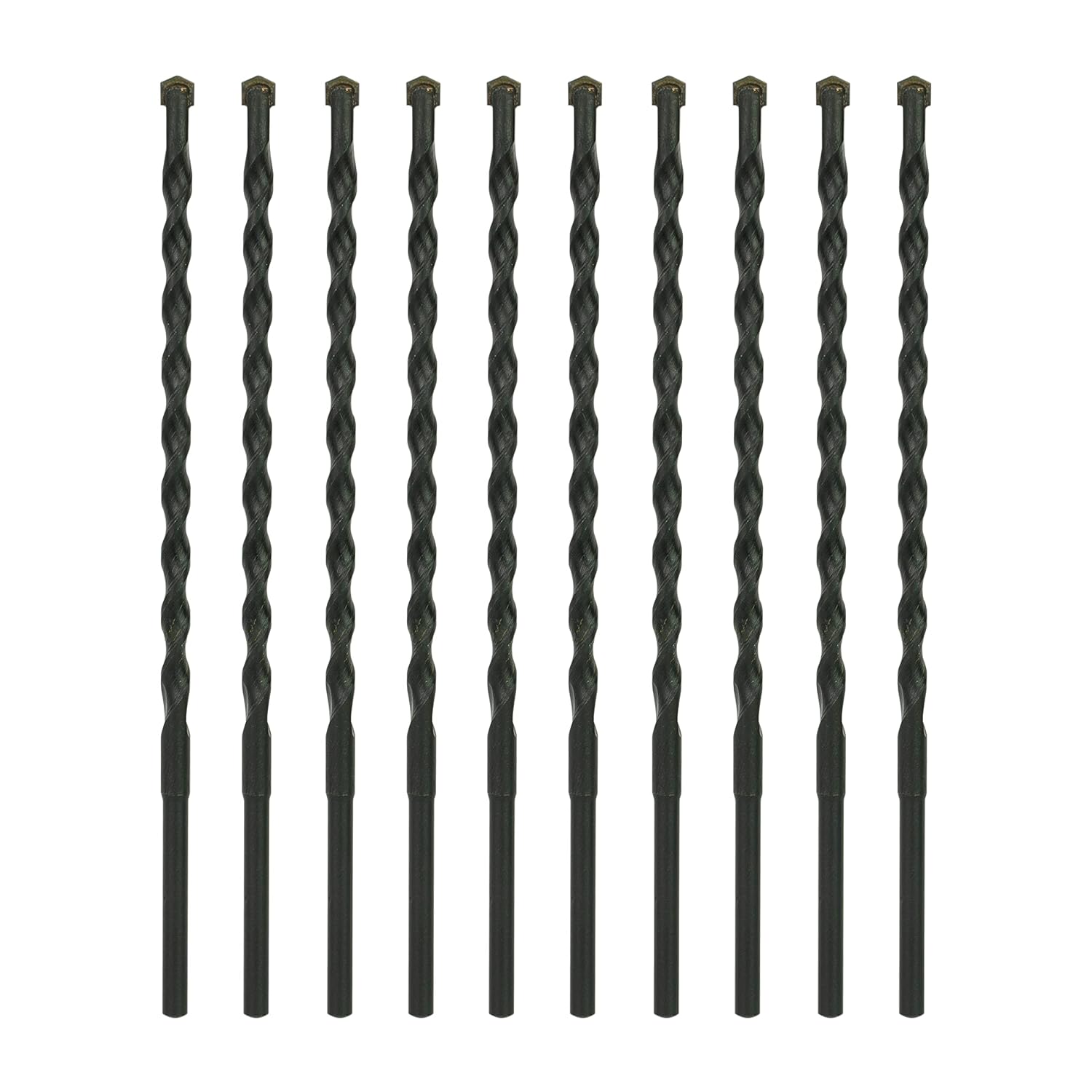 3/16 Inch x 5-1/2 Inch Masonry Drill Bit, 10-Pack Concrete Drill Bit, Carbide Tipped for Concrete, Brick, Stone, Half Flat Shank, Impact Performance (3/16" x 5.5", 10)