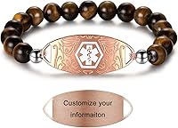 Vista 11 de JF.JEWELRY Pulsera de alerta médica personalizada para mujeres y hombres Pulsera de eslabones con cuentas de identificación personalizada