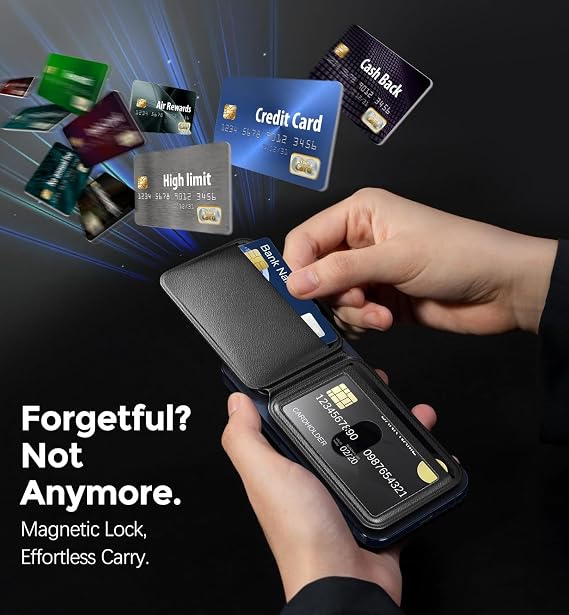 Magnetic Phone Wallet, 5 Card Holder with Adjustable Stand for iPhone 17-12