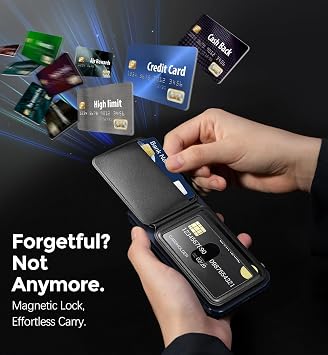 Magnetic Phone Wallet, 5 Card Holder with Adjustable Stand for iPhone 17-12