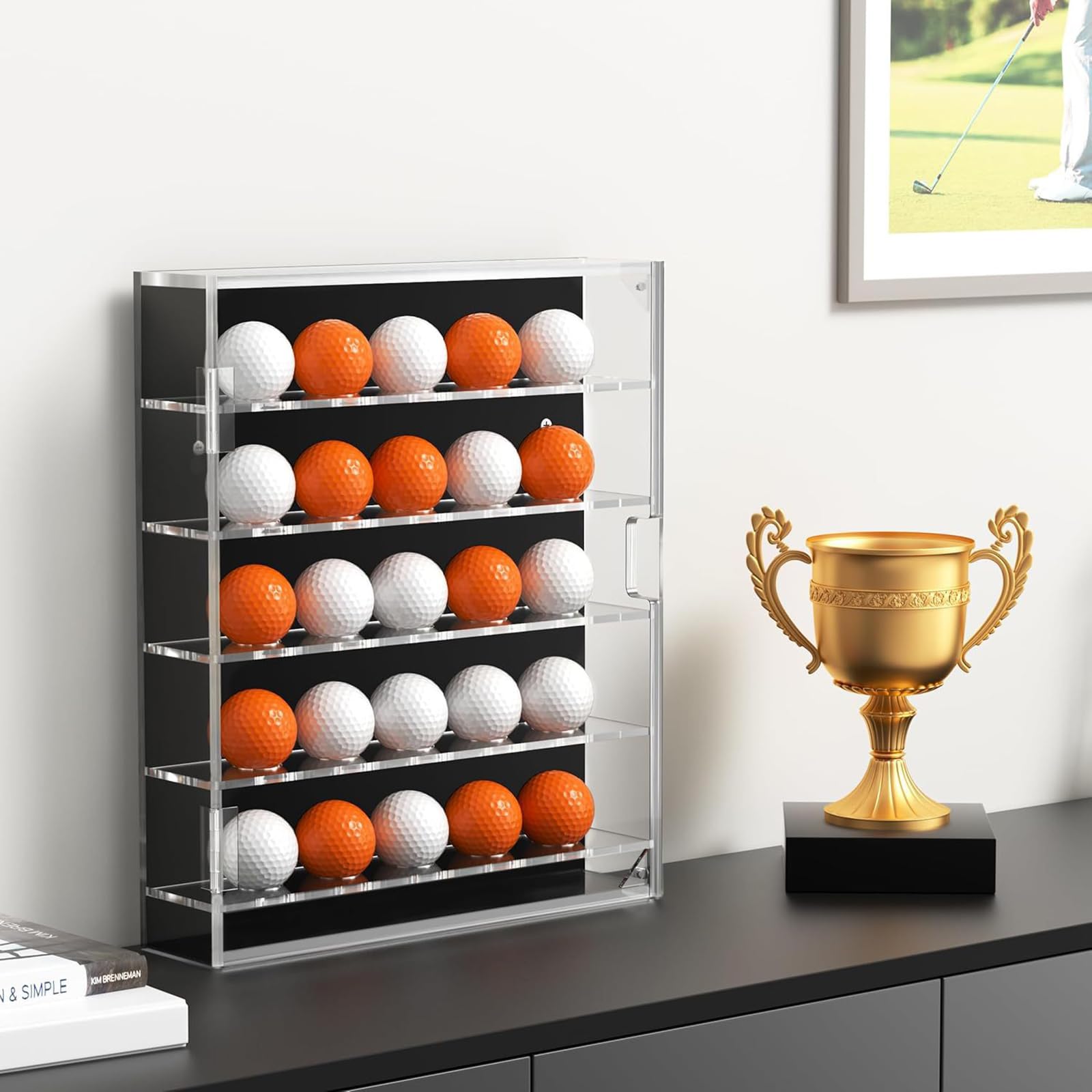 predolo Présentoir à Balles de Golf en Acrylique Transparent, Vitrine Murale pour Balles de Golf, Porte-Balles de Golf, Pouvant Contenir 25 Balles pour Objets de Collection, Cadeau pour Amis