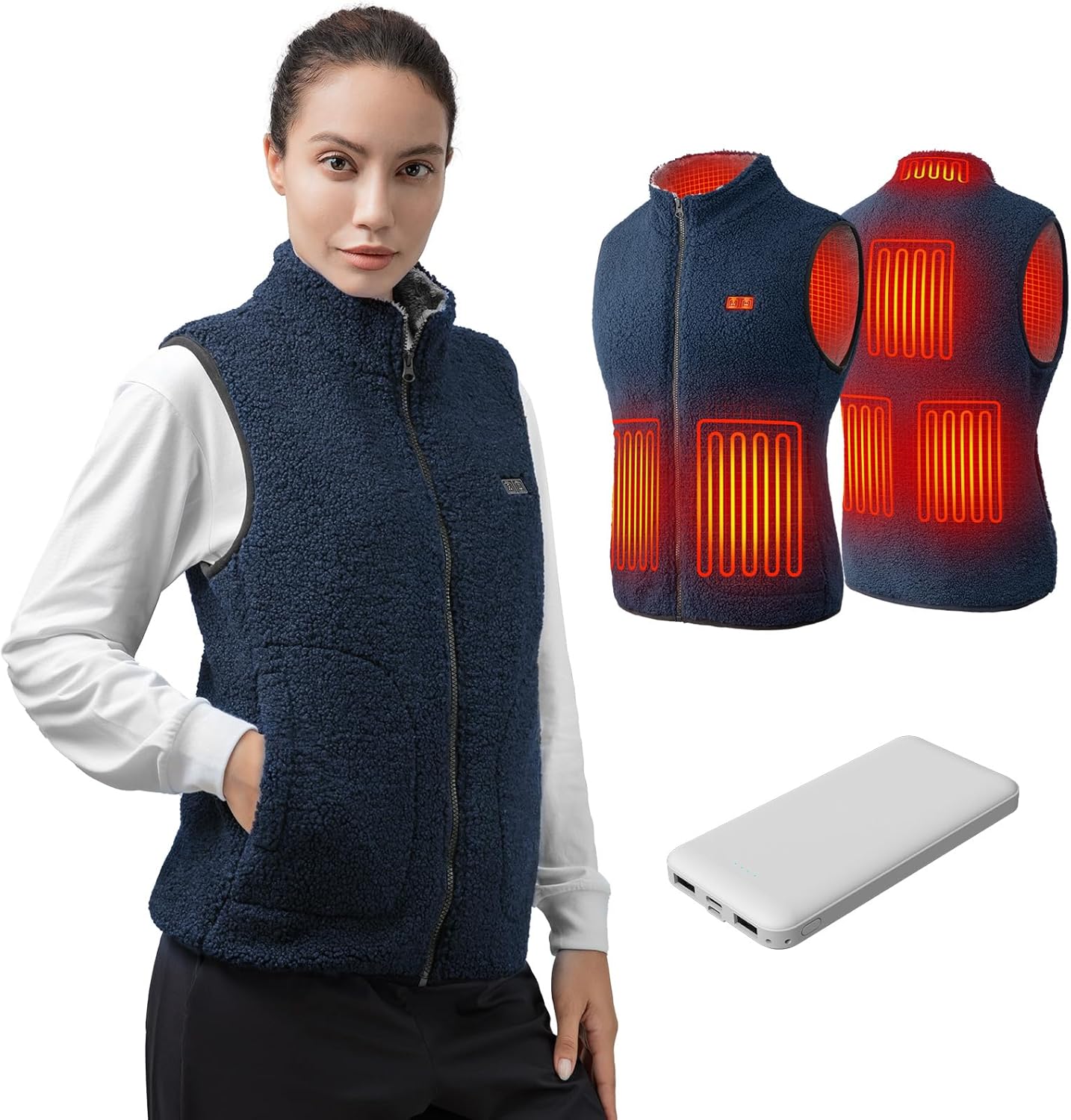 LABEWVI Polar Fleece Heated Vest for Women with Battery Pack Included, Lightweight