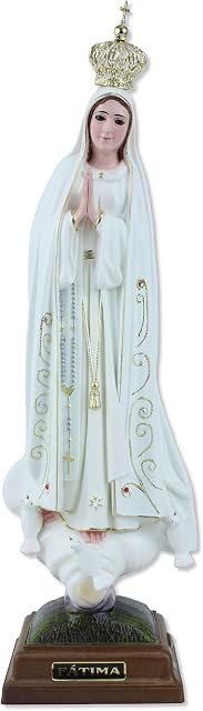 Proposte Religiose Statue of Our Lady of Fatima in Hand Painted Resin with Glass Eyes. Height 35 cm