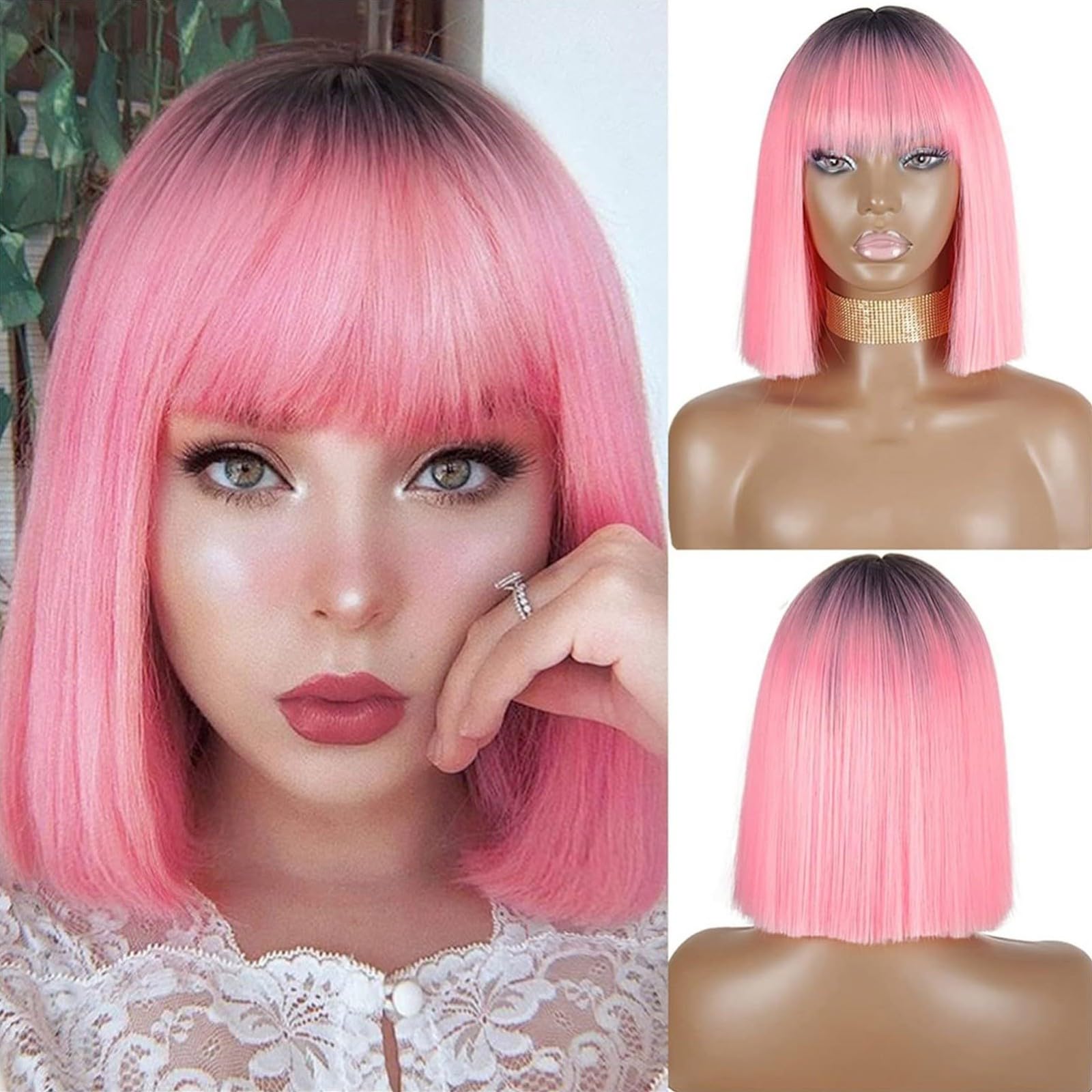 Amazon.com : ZBYXPP Hot Pink Bob Lace Front Wigs, 13X4X1 