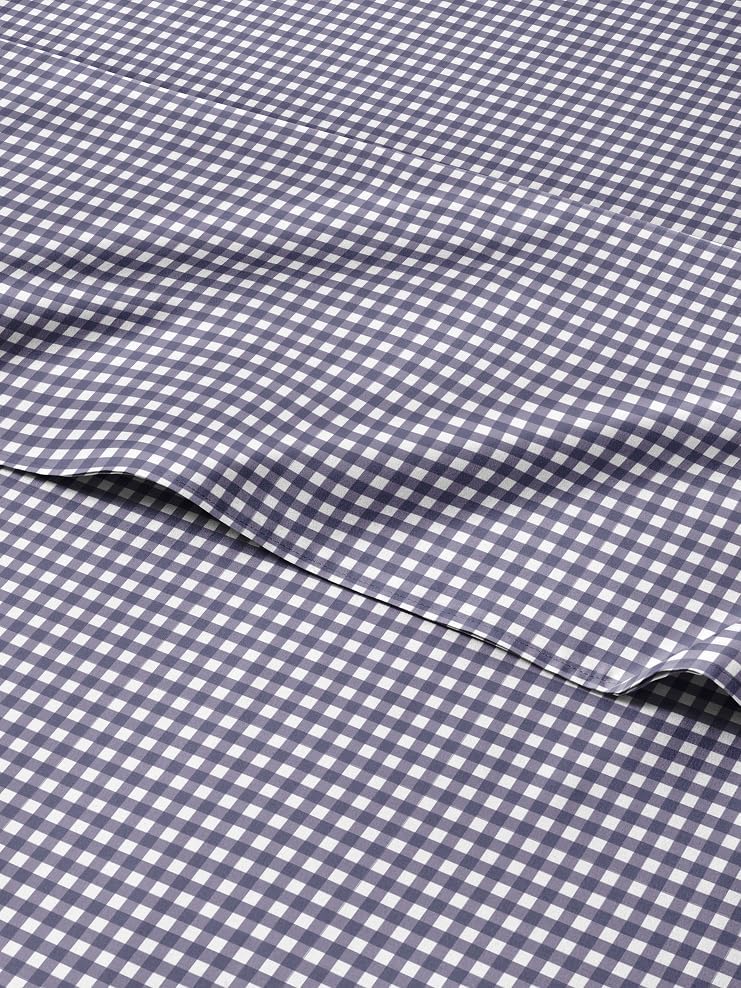 Blue Checkered Sheet Set - 1 Flat & 1 Fitted Sheet & 2 Pillowcases w/ Deep Pockets - Grid, Plaid, Gingham Pattern Bed Set - Comfy, Wrinkle & Fade Resistant - Soft, Breathable and Cooling - Queen Size