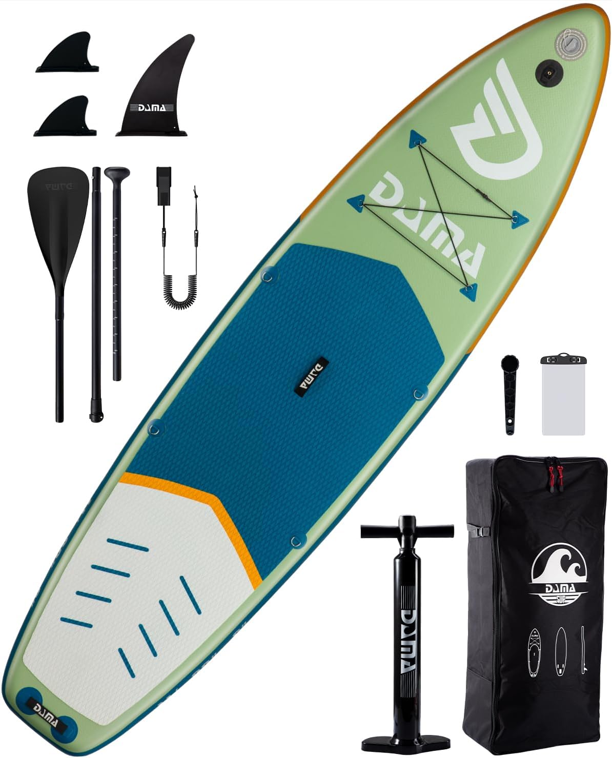 DAMA Inflatable Stand Up Paddle Boards for Adults w/Sup Board Accessories Hand Pump 4pcs Kayak Floating Paddle | Wide Stance, Bottom Fin Paddling Surf Control