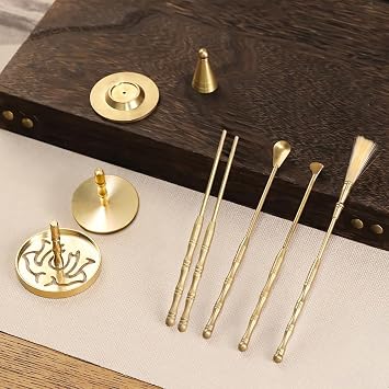 Chinese Incense Burner Kit, Copper Making Set With Mold Tools, Home Fragrance Accessory, Powder Burner for Yoga Meditation Gift
