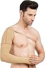 Medical Compression Arm Sleeve with shoulder strap amd Palm | HIGH COMPRESSION | COTTON | Post Liposuction and BURN Support | Lymphedema