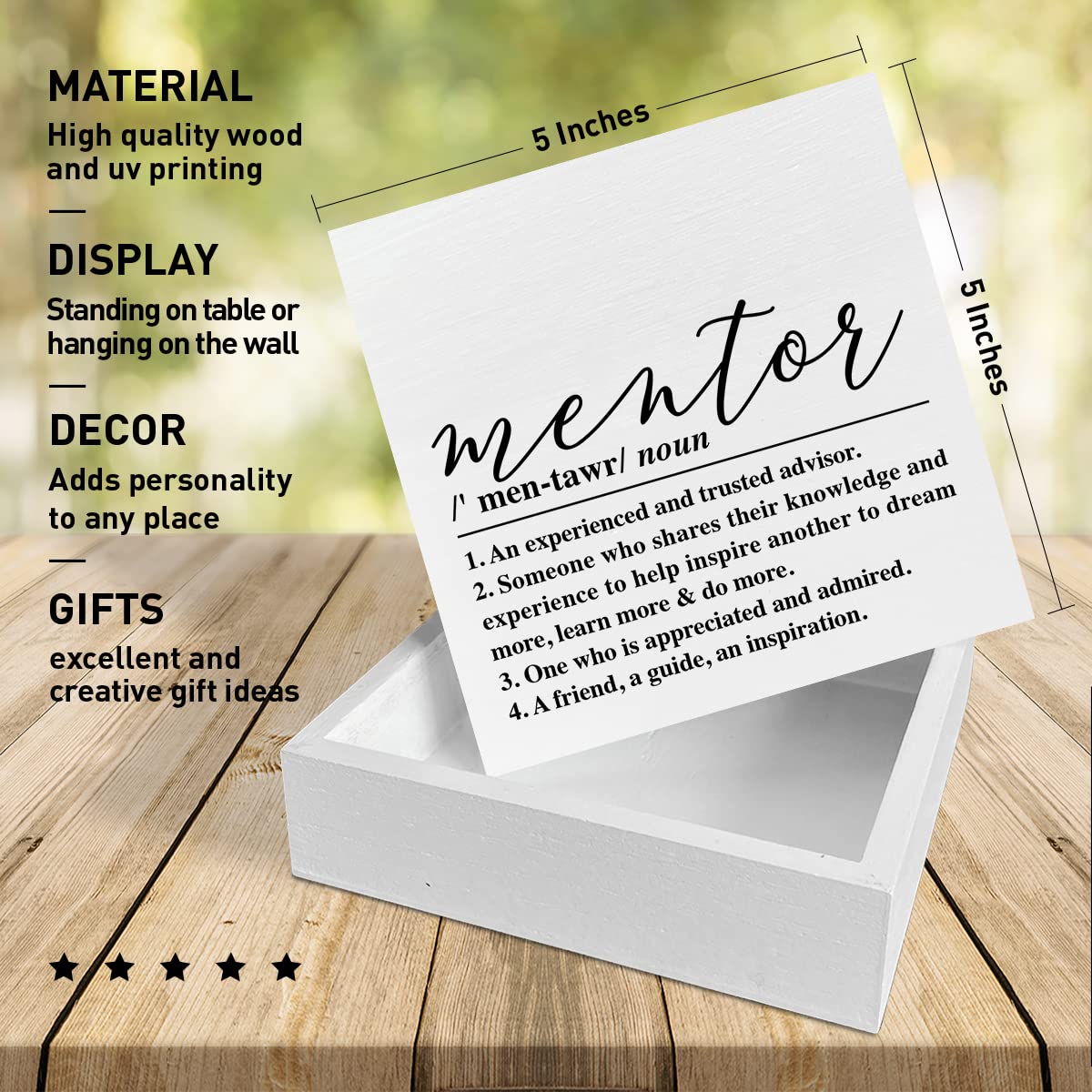 Mentor Geschenk – Holzschild Mit Spruch „Eine Inspiration“, 12,7x12,7 Cm, Für Büro Oder Zuhause