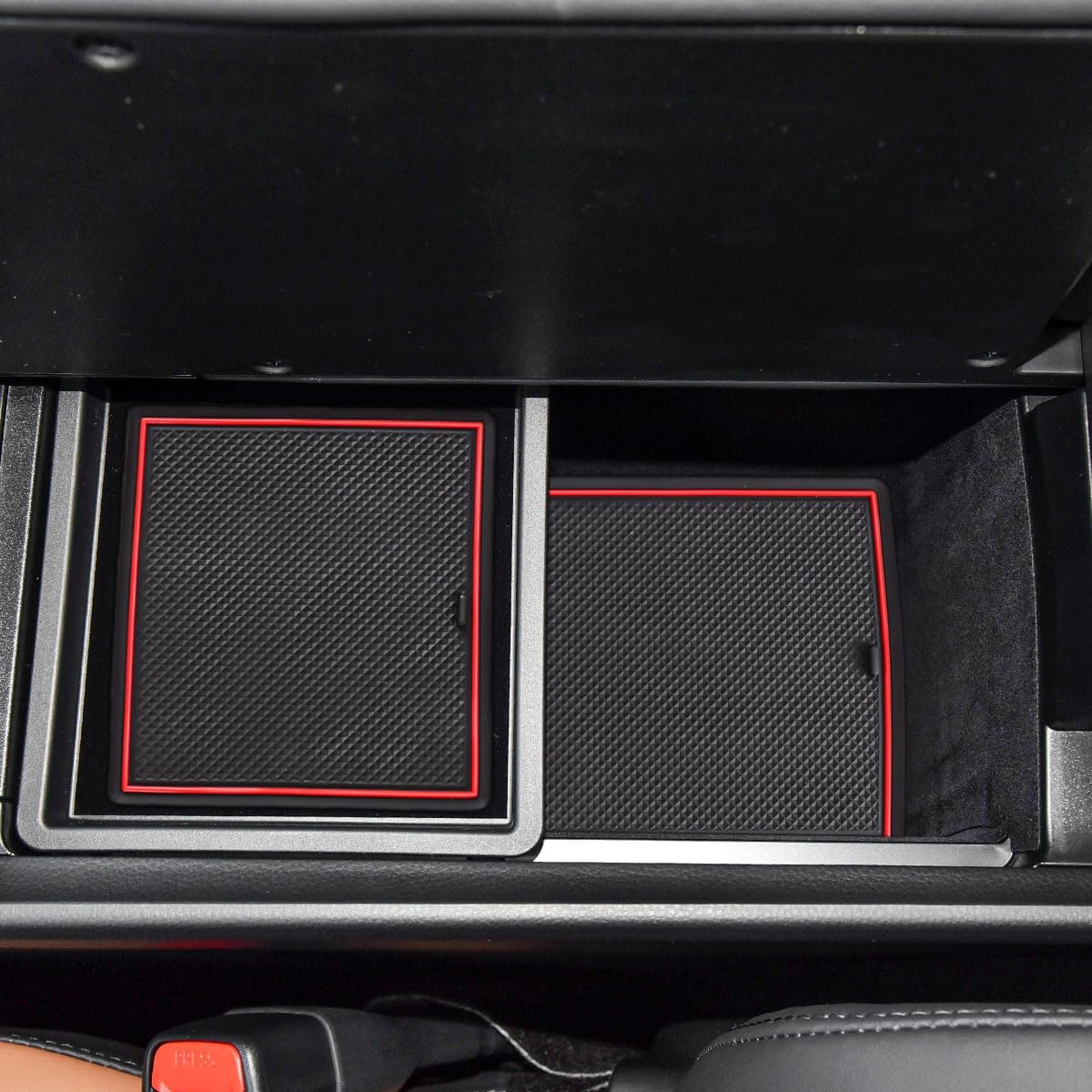 Auovo Cup Holder Inserts Liners Compatible with Toyota Crown Accessories 2023 2024 2025 2026 Custom Anti Dust Mats Center Console Door Pocket Pads 16-pc Set (Red Trim)
