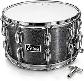 Caixa de Bateria 14x8 Zaidan's em Madeira Basswood 6,5mm, Snare Drum Profunda com Pele Porosa, Esteira 24 Fios, Aro Triple Flange 1,6mm, Timbre Grave Médio Encorpado, Cor Titânio