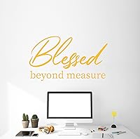 Vista 3 de Blessed - Calcomanía de vinilo para pared, cita inspiradora personalizable, bendito más allá de la medida, decoración del hogar para dormitorio