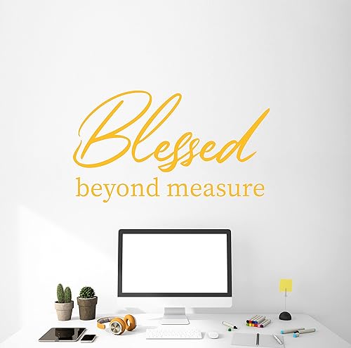 Miniatura 3 de Blessed - Calcomanía de vinilo para pared, cita inspiradora personalizable, bendito más allá de la medida, decoración del hogar para dormitorio,