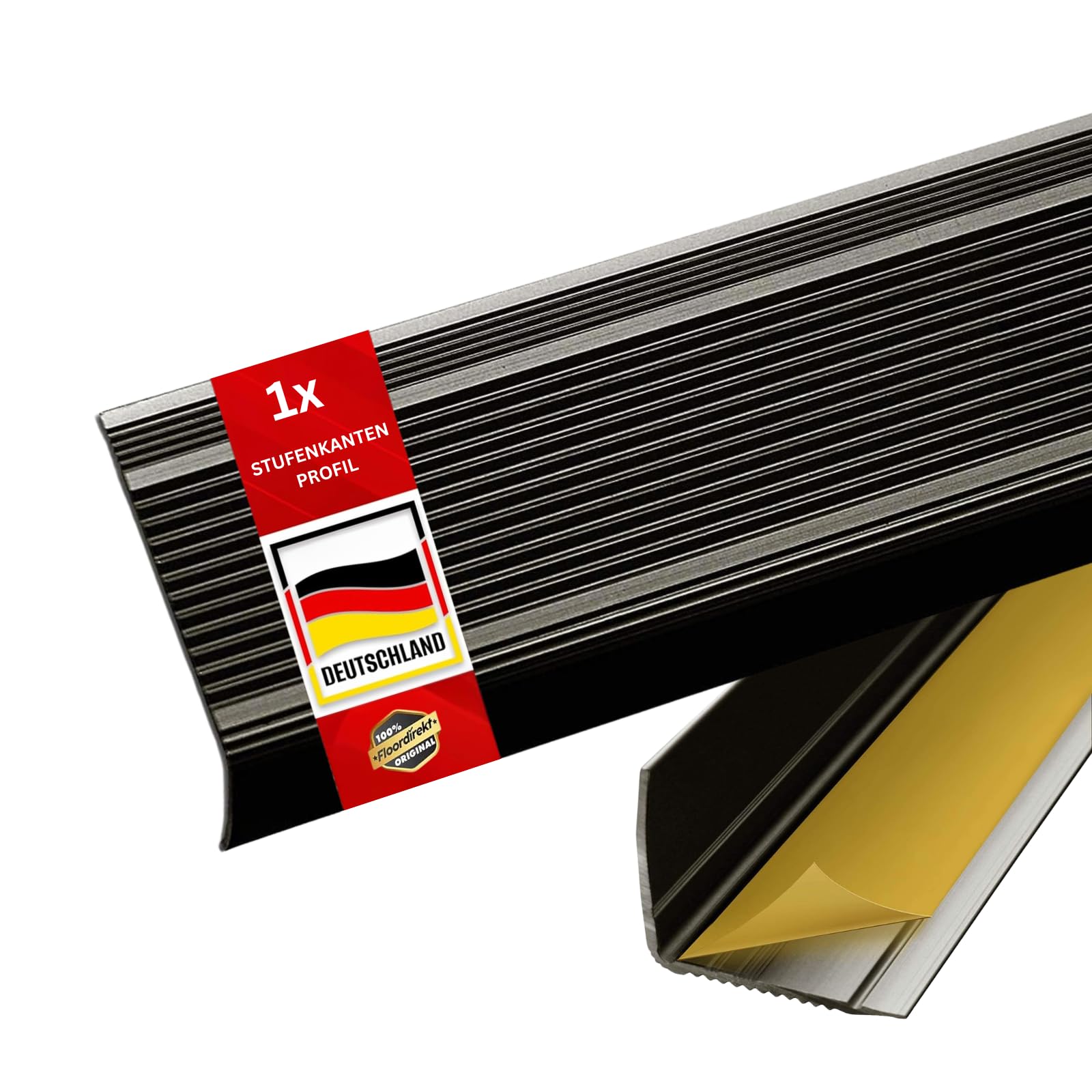 Floordirekt Bronze - Self Adhesive Stair Nosing Profile In L-Shaped Aluminium 1 Piece 134 X 3 X 2 Cm Bronze Self-Adhesive For Parquet And Laminate | Includes Mounting Material | Integral