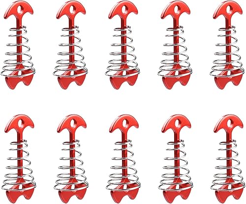 Miniatura 2 de Alnicov Juego de 10 estacas para tabla de terraza, diseño de espina de pescado con hebilla de resorte para acampar al aire libre, senderismo, color