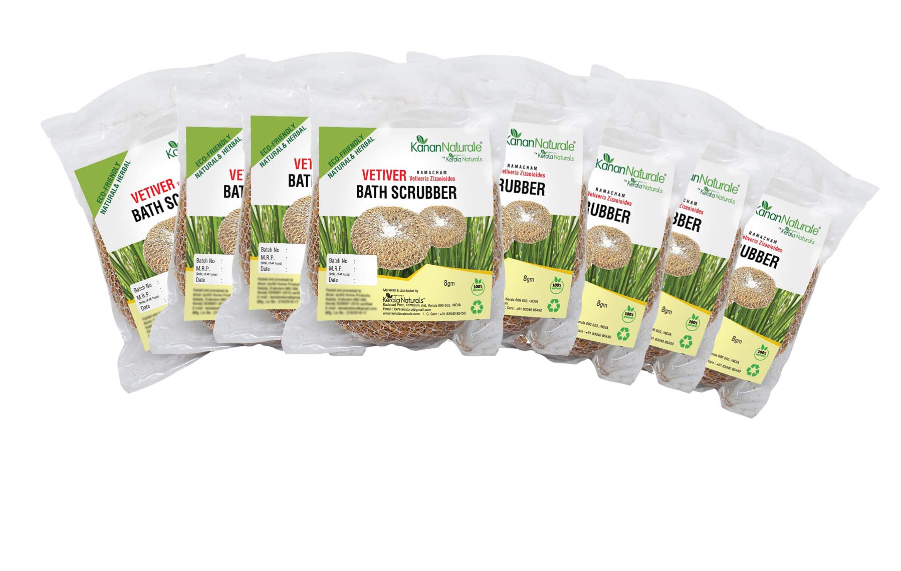 Vetiver (Ramacham) Bath Scrubber, Pack of 8 - Natural, Handwoven Loofah-picture-47