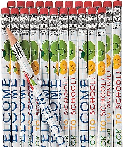 Fun Express Lápices de bienvenida de vuelta a la escuela - 24 piezas - Actividades educativas y de aprendizaje para niños