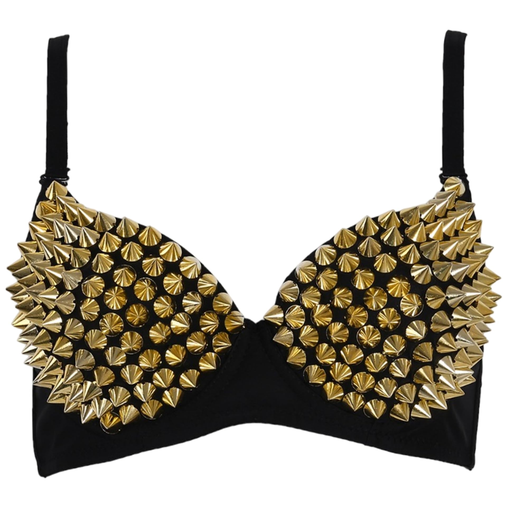 Nieten-BH Punk-Tanz-Performance Gold-Metallic-Nieten Spike-BH mit verstellbarem Riemen für Clubpartys Tanzbekleidung