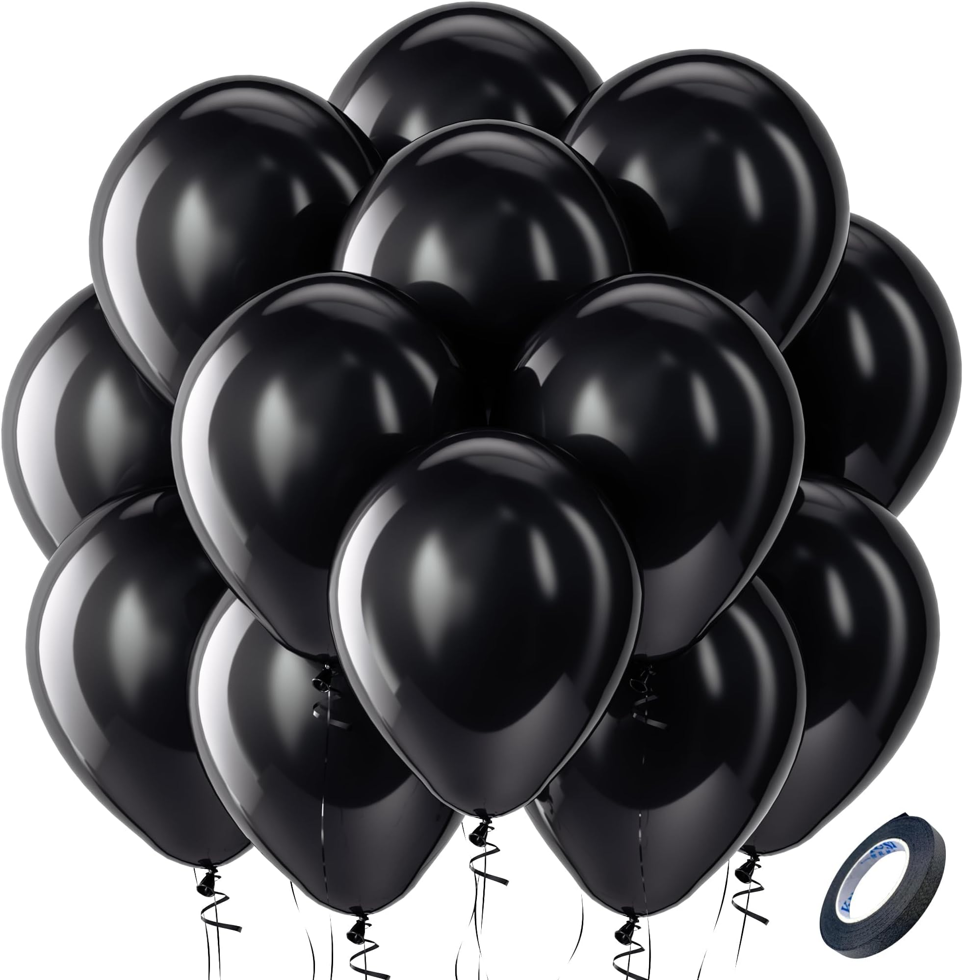 Black Balloons Latex Party Balloons - 100 Pack 12 inch Round Helium Balloons for Birthday Graduation Retirement Casino Gaming Anniversary Black History Month Themed Party Decorations 2026