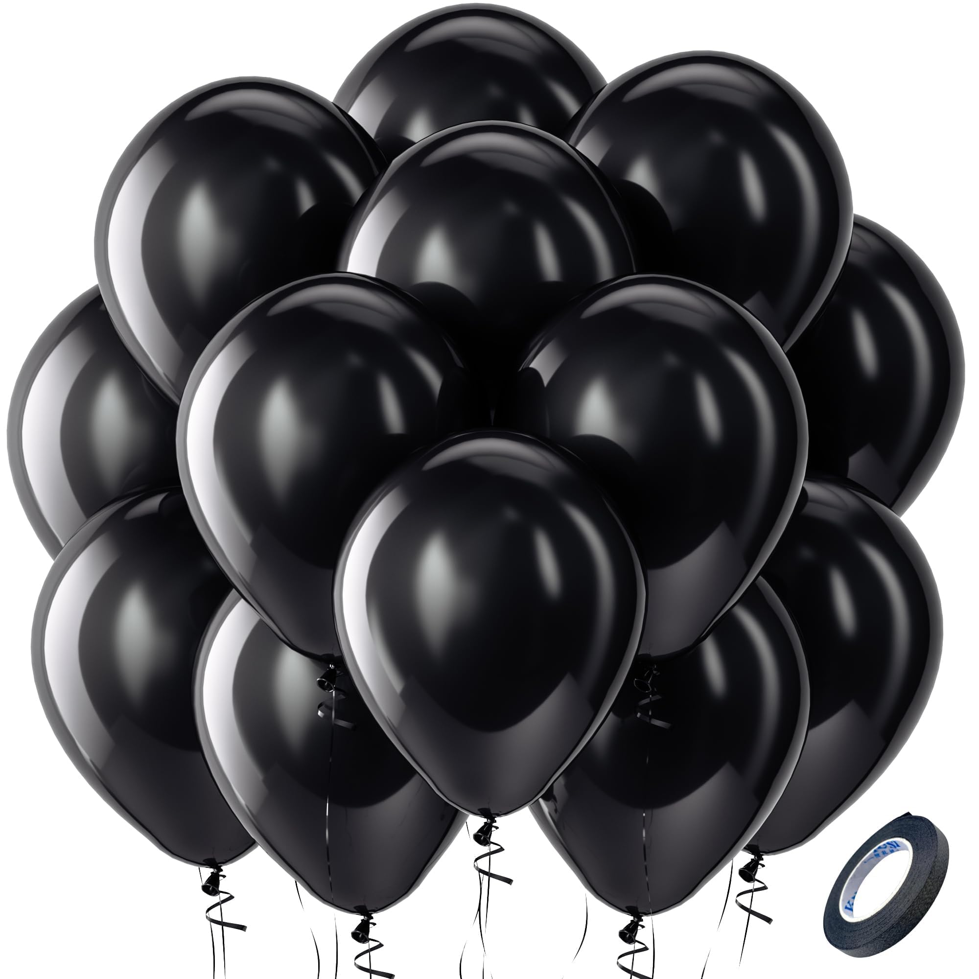 Bezente Black Balloons Latex Party Balloons - 100 Pack 12 inch Round Helium Balloons for Birthday Graduation Casino Gaming Anniversary Black History Month Themed Party Decorations 2026