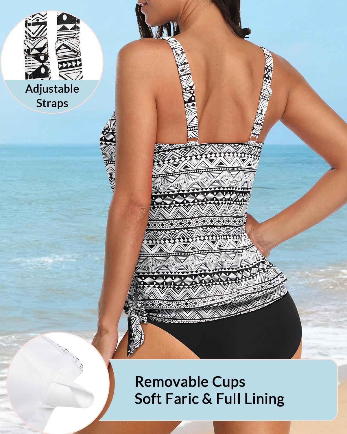 Yonique Womens Blouson Tankini Top Only Loose Fit Swim Top No Bottom Modest Swimsuit - Image 4