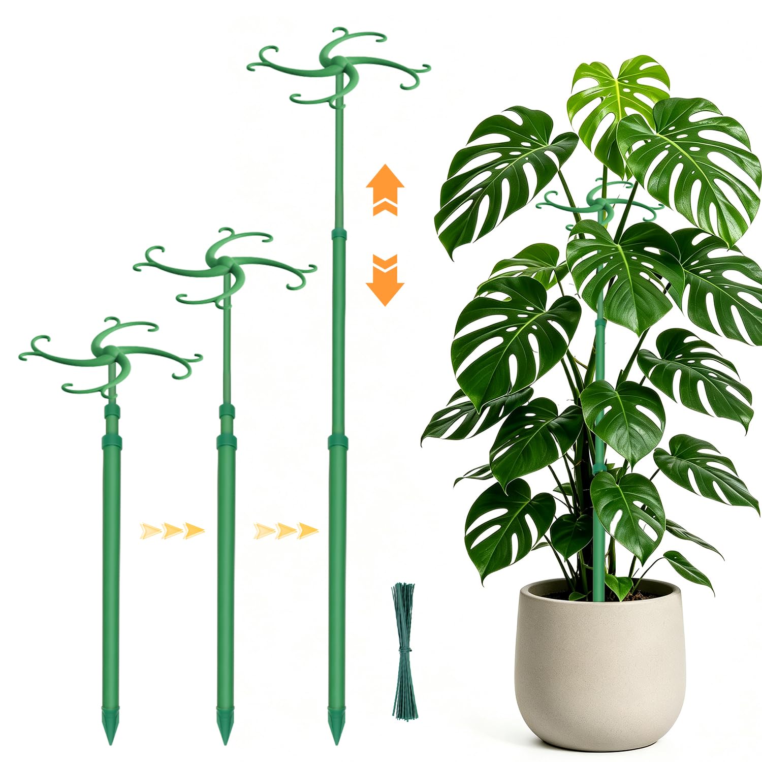Telescoping Plant Stakes,3Pcs Length 17.1to42.3IN Adjustable Plant Supports