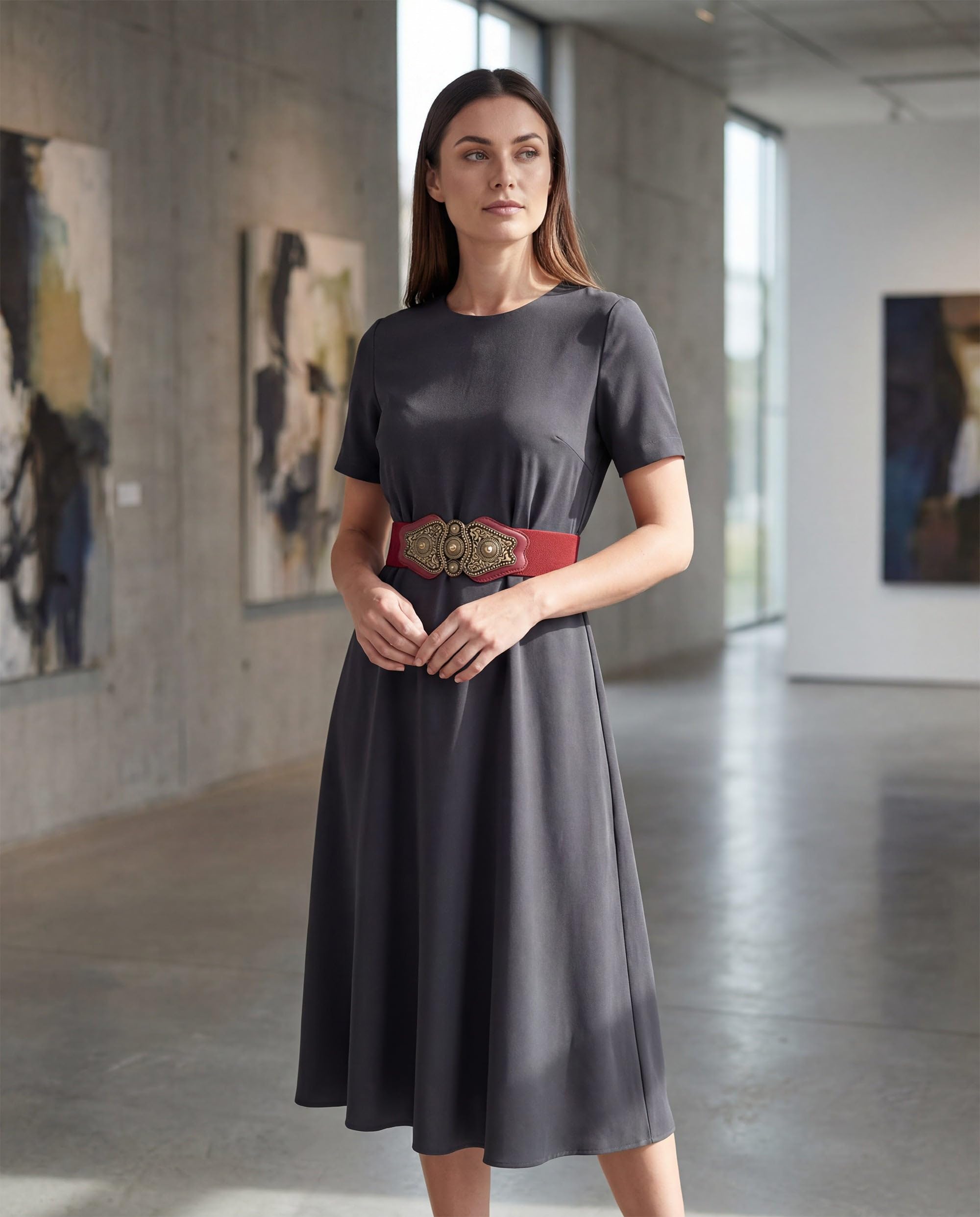 BlackButterfly Szerokie Elastyczne Elastyczność Zabytkowe Antyczny wygląd Retro Sprzączka Pas