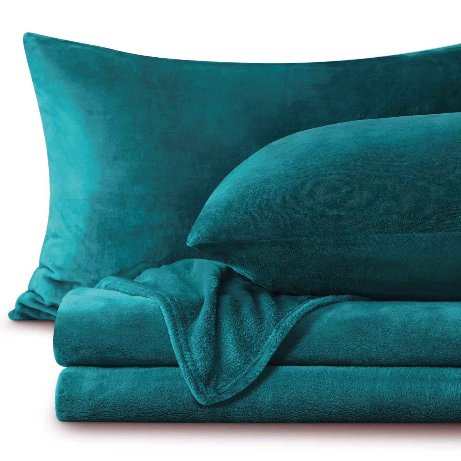 BEDELITE Flannel Sheets Full Size, Teal, 4 Pieces | Soft Double-Sided Plush Fleece Sheets, A Warm Fluffy Velvety Feel, 16 Inch Deep Pocket, Fuzzy Winter Gift and Decor