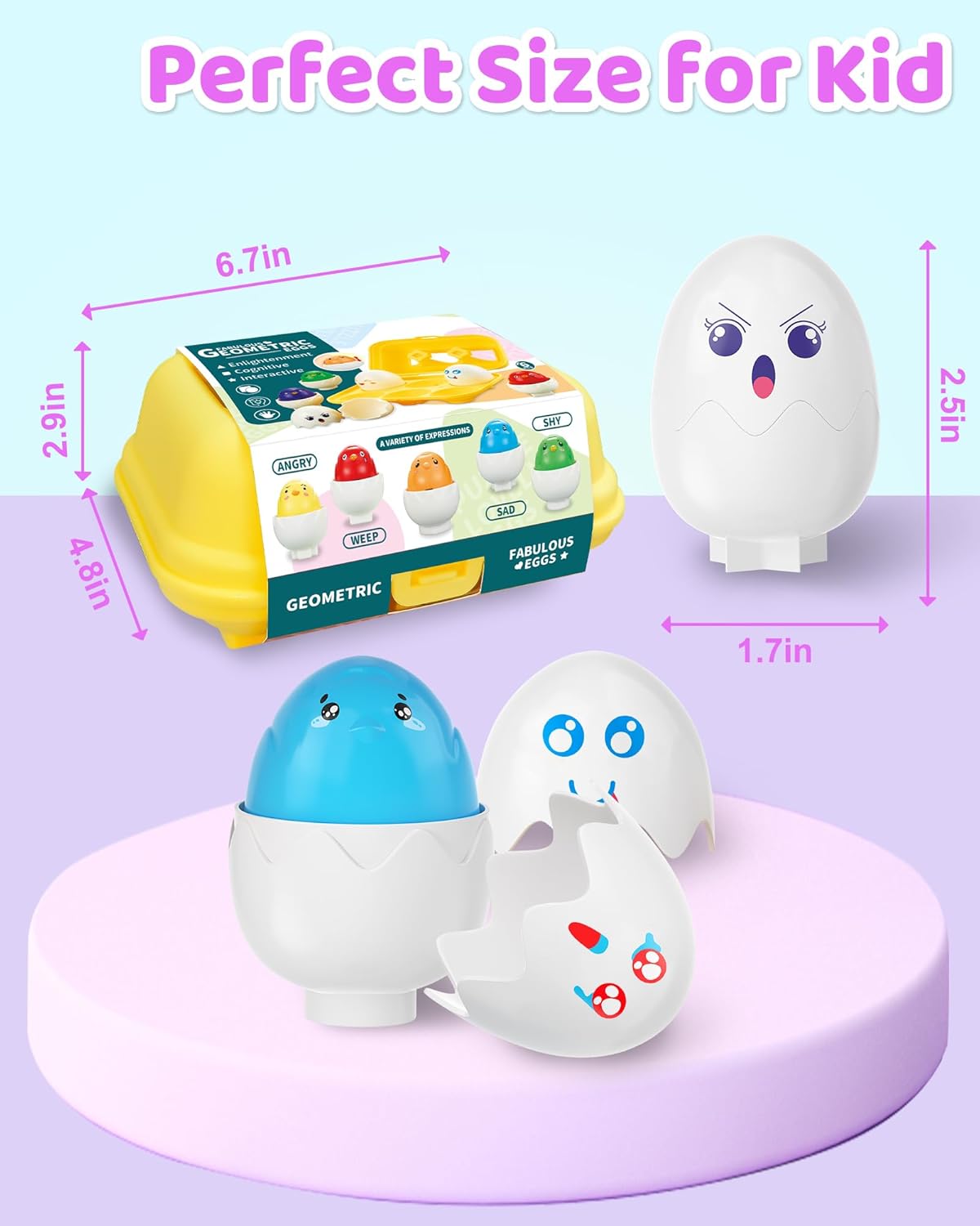 Easter Egg for Toddlers 1-3, Toddler Easter Basket Stuffers, Montessori Toys for 1 2 3 Year Old Boys Girls, Matching Sensory Eggs Fillers Toys, Easter Birthday Gifts for 1 2 3 Year Old Girl Boy