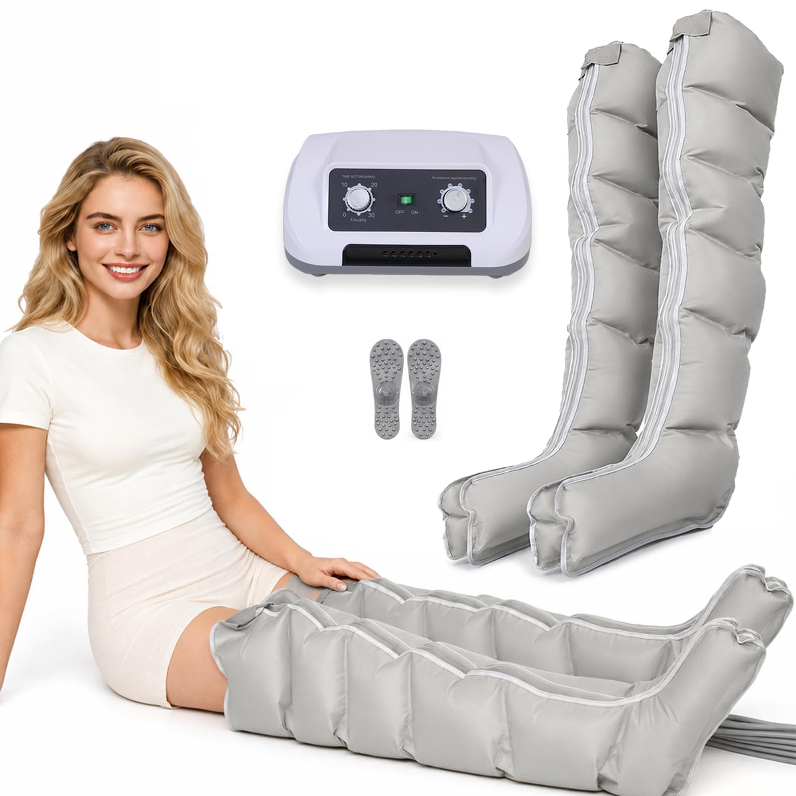 SULQING Botas Presoterapia Piernas Completas para Casa con 6 Camaras,L