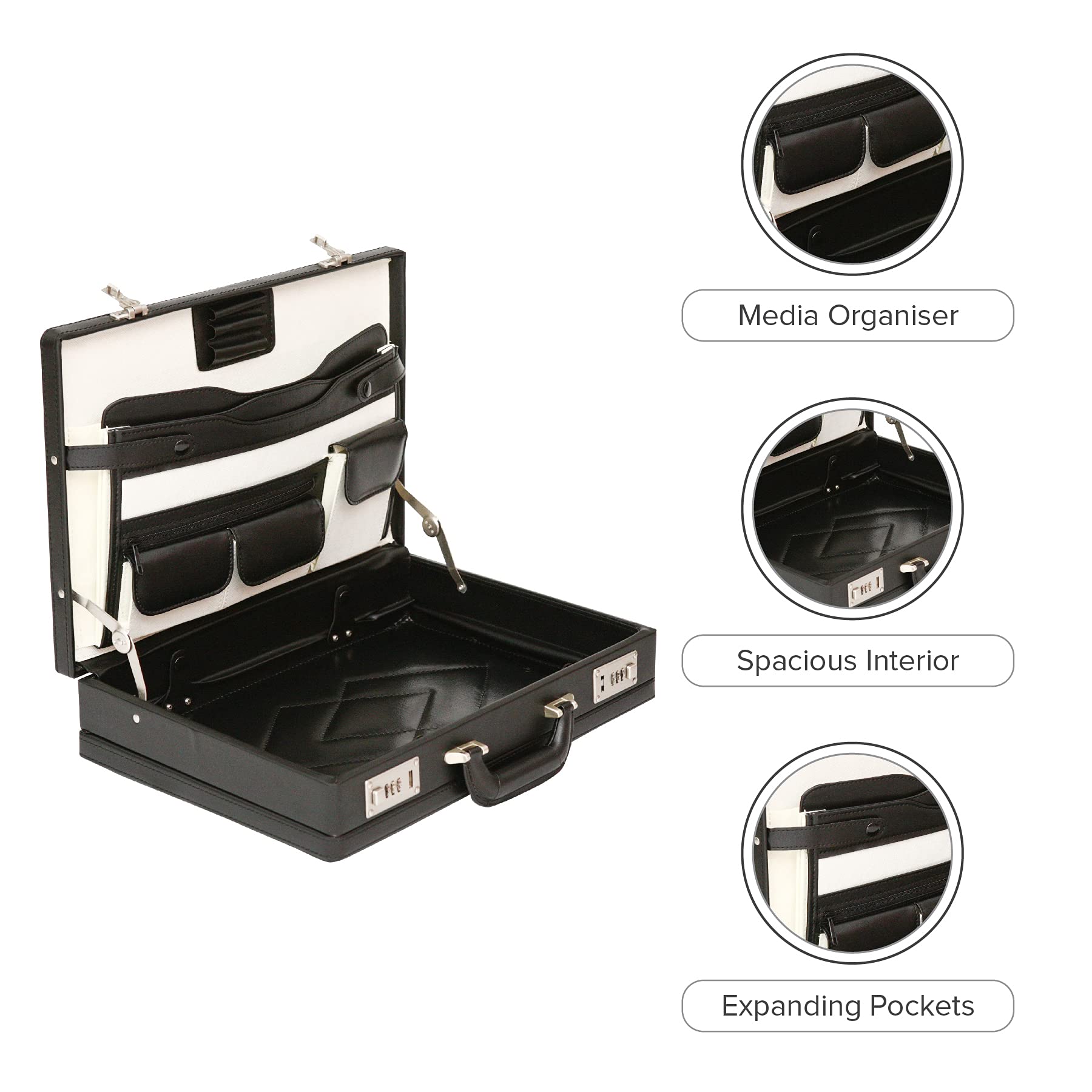 Tassia Attache Leather Look Expanding Briefcase Business Briefcase