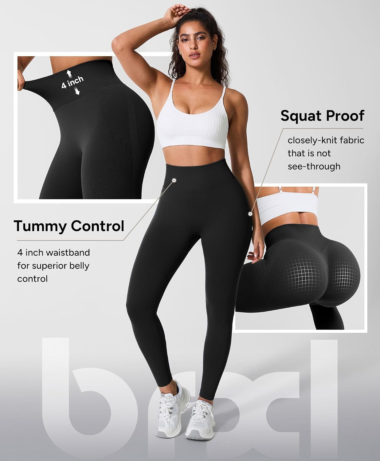 BRXL Tummy Control Workout Leggings for Women Scrunch Butt Yoga Pants