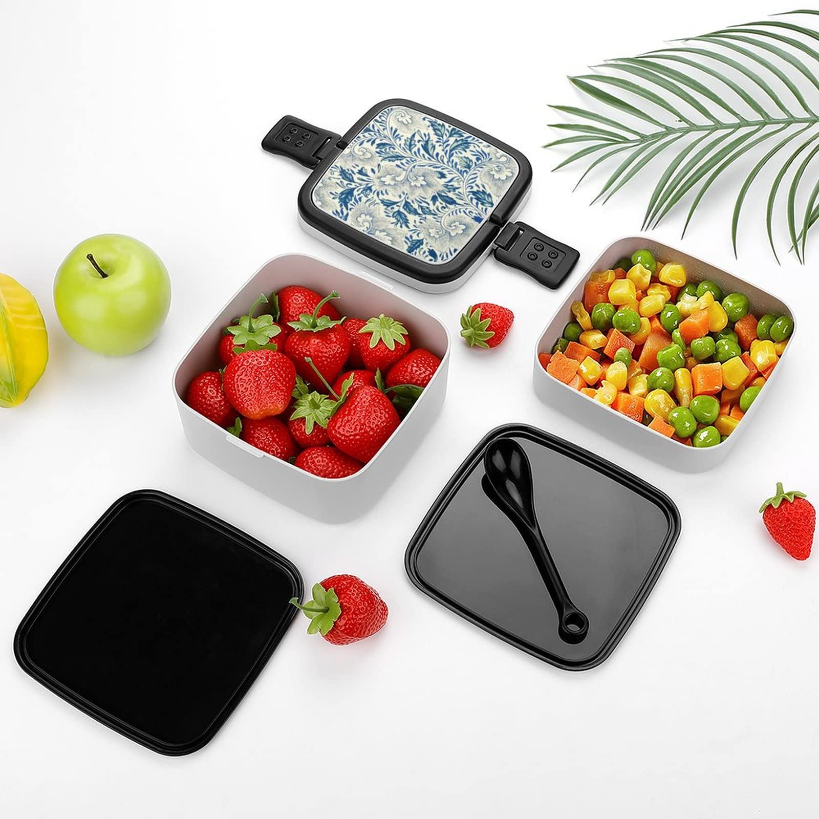 Amazon | 青 花柄アンティークヴィンテージ 弁当箱 2段 ランチボックス 