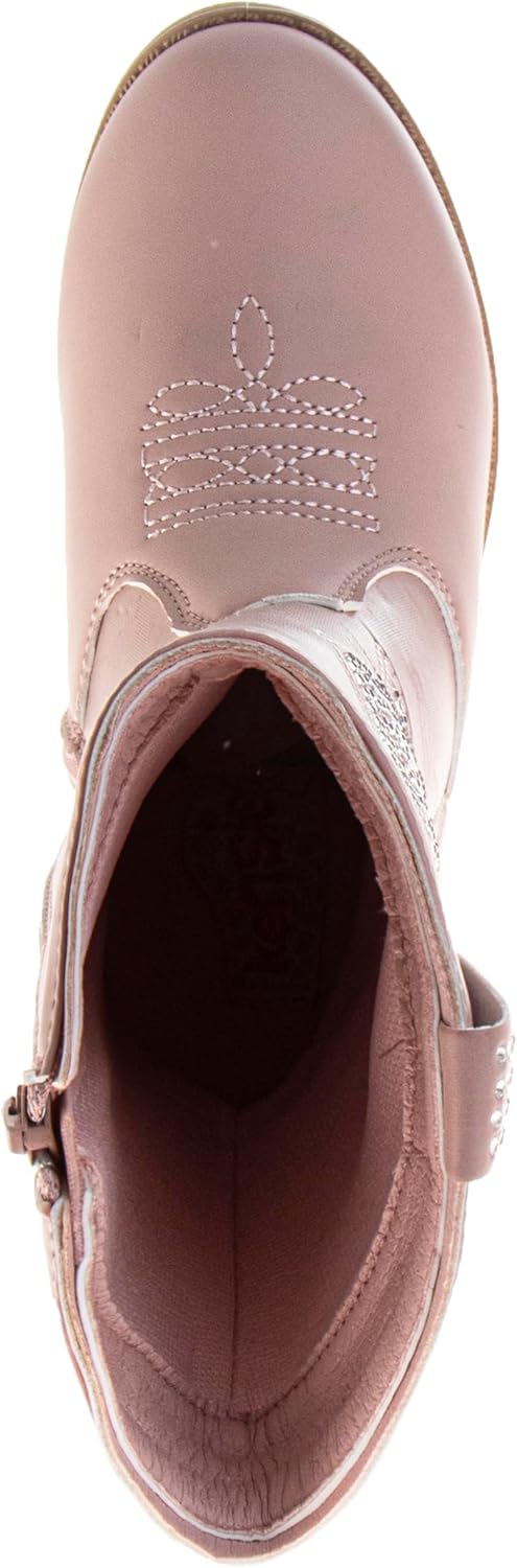 KENSIE GIRL Cowboy Boots Kids - Mid Calf Western Shoes Cowgirl Riding Shoes Square Toe For Toddler/Little Kid/Big Kid Sizes (pink, white black tan)