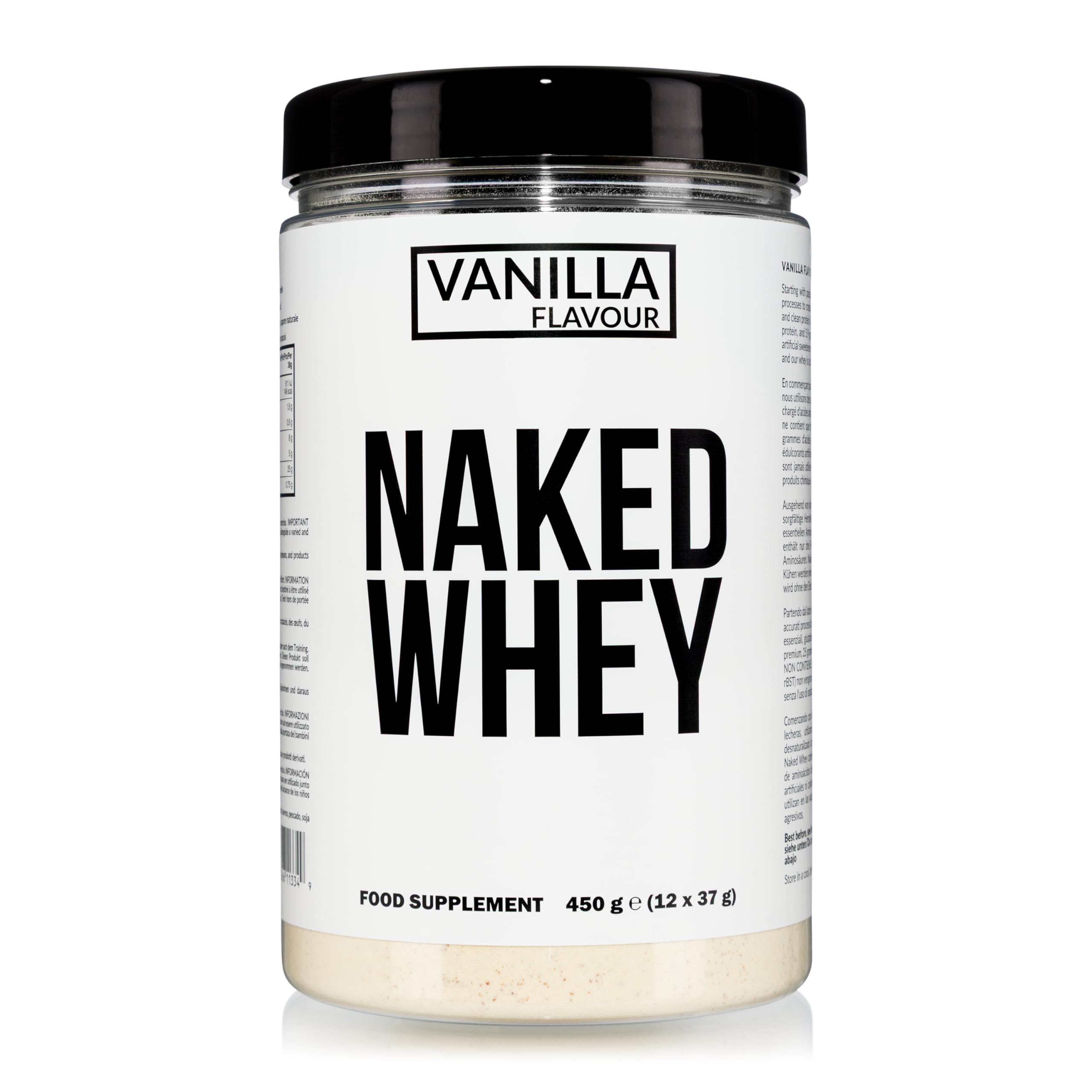 Naked Whey Protein Supplement Powder, Vanilla, GMO Free, Soy Free, Gluten Free Aid Muscle Growth and Recovery 450g